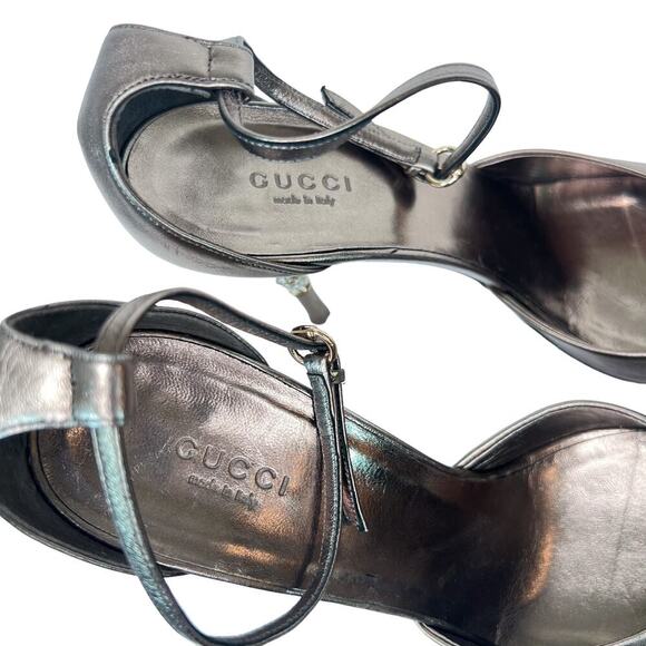 Gucci Bronze Gold Leather Heels Size 39 1/2 C - Picture 2 of 8